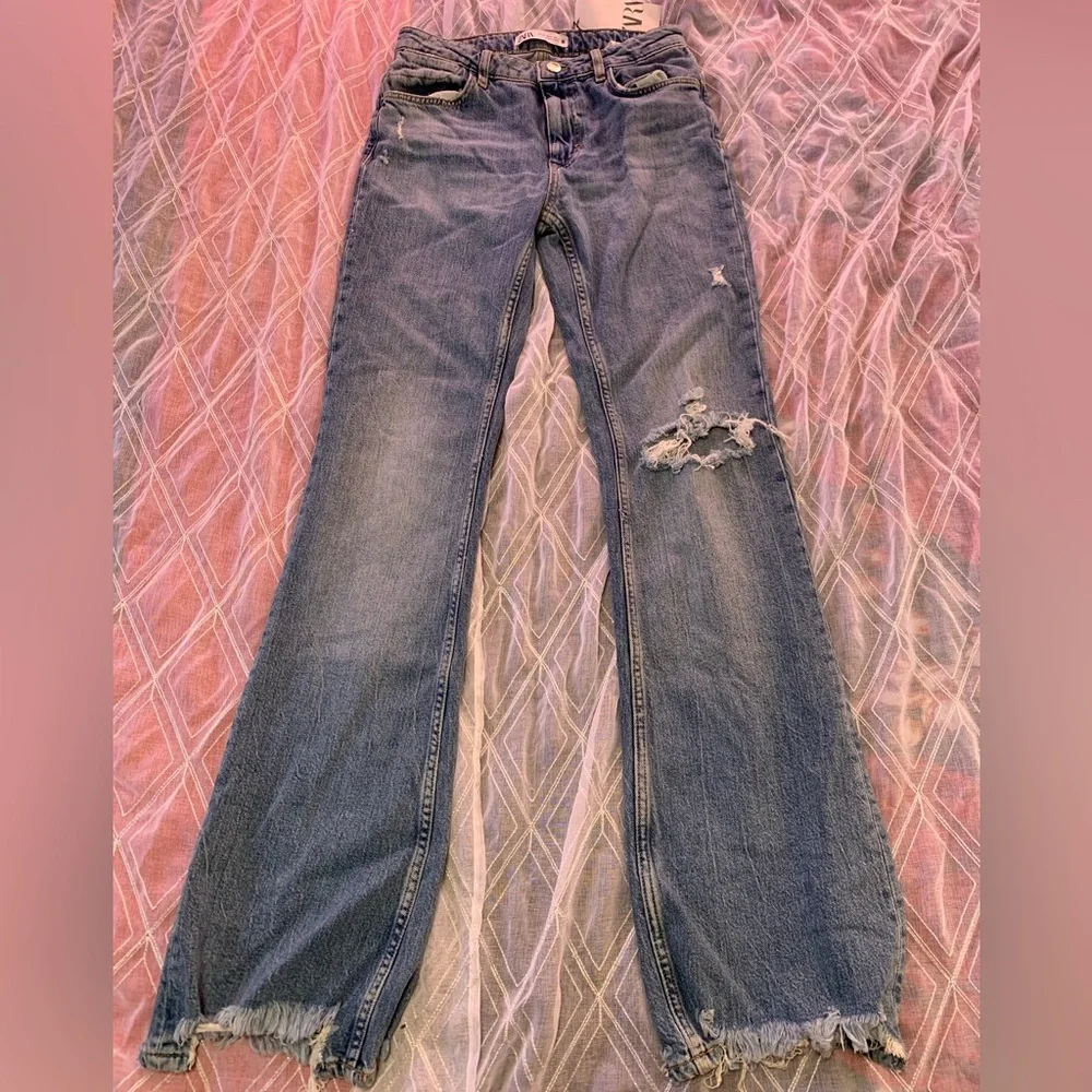 Zara Ripped Wide Leg Jeans - Picture 1 of 12